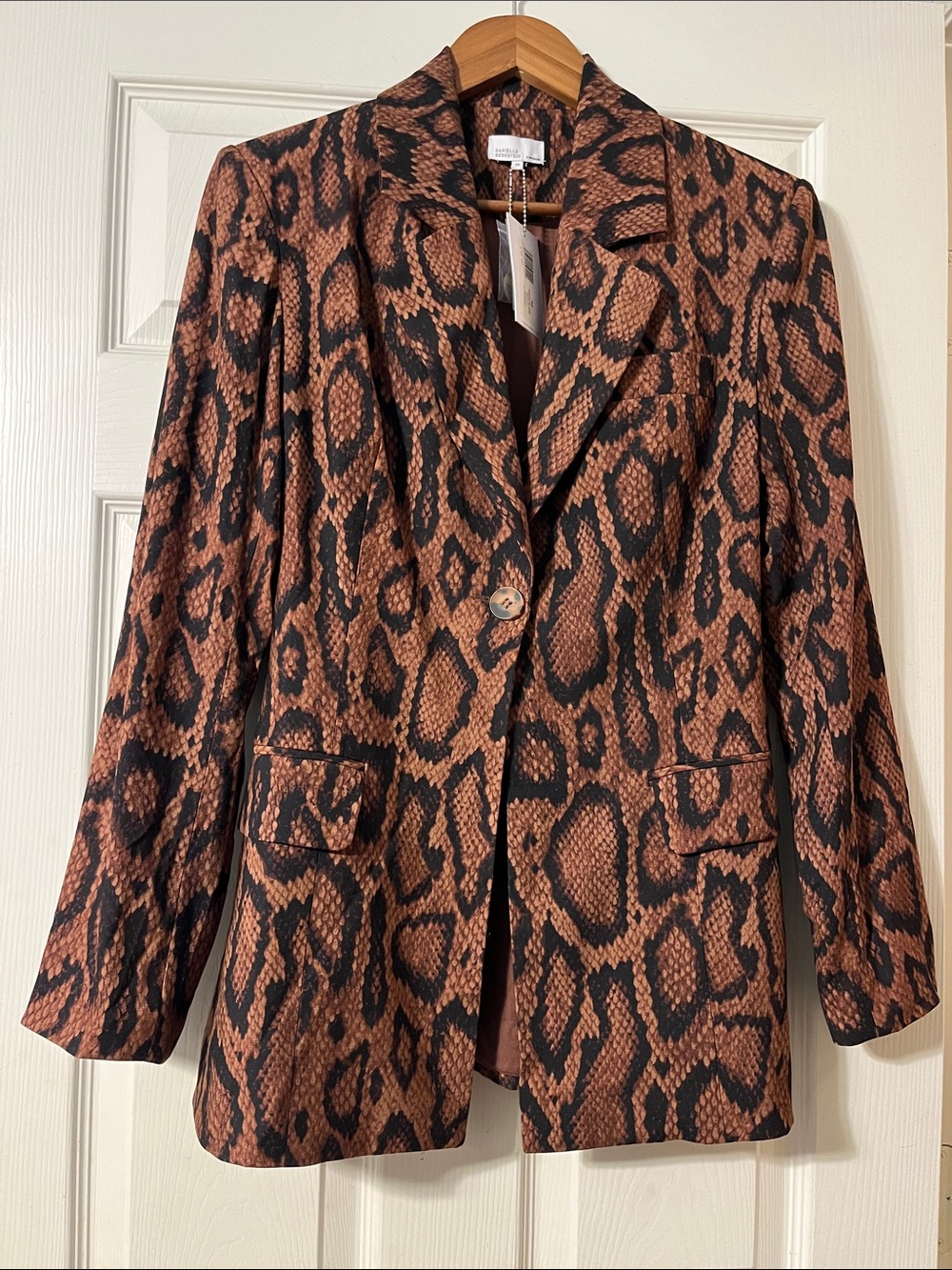 REVOLVE Danielle Bernstein X WeWoreWhat Brown/Black Snake-Print Blazer. NWT $99